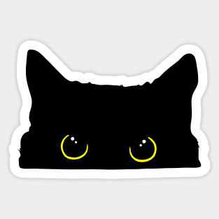 Peeking Black Kitty Cat Silhouette Sticker